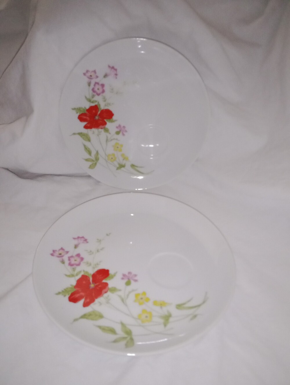 Vintage Japan Flower Floral Tea Dessert Plate Set Of 2 Replacement 8 3/8" Dia